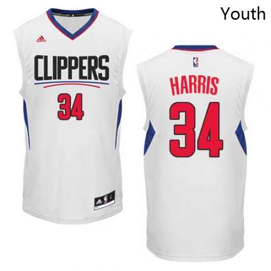 Youth Adidas Los Angeles Clippers 34 Tobias Harris Authentic White Home NBA Jersey